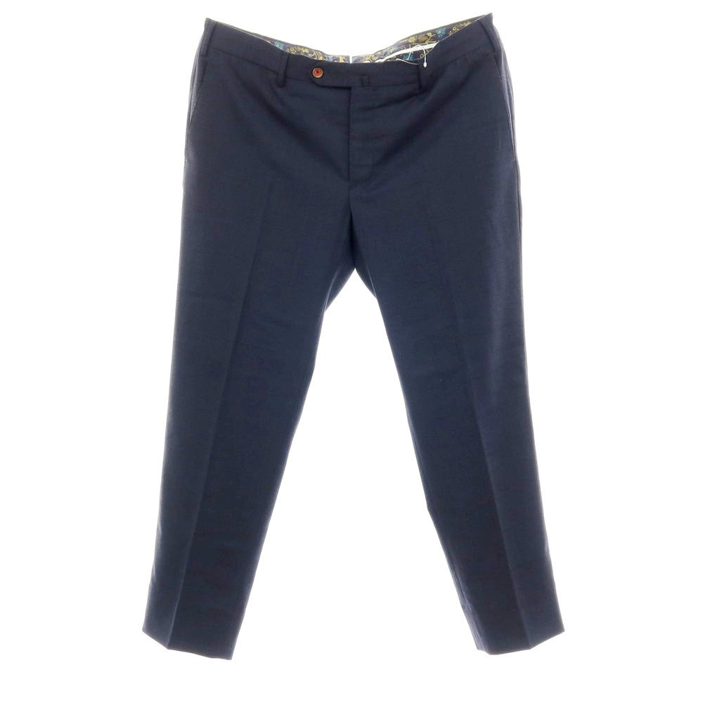 【中古】ピーティートリノ PT TORINO ストレッチ ポリエステルウール チェック ドレススラックスパンツ ダークネイビー【サイズ54】【 状態ランクB 】【 メンズ 】