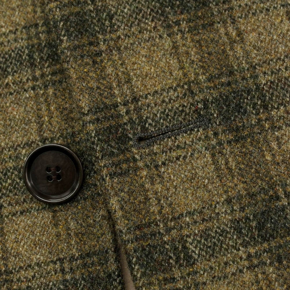 【中古】ジーステージ g-stage MOON社ウール チェック チェスターフィールドコート カーキベージュxグレー【 L 】【 状態ランクA 】【 メンズ 】