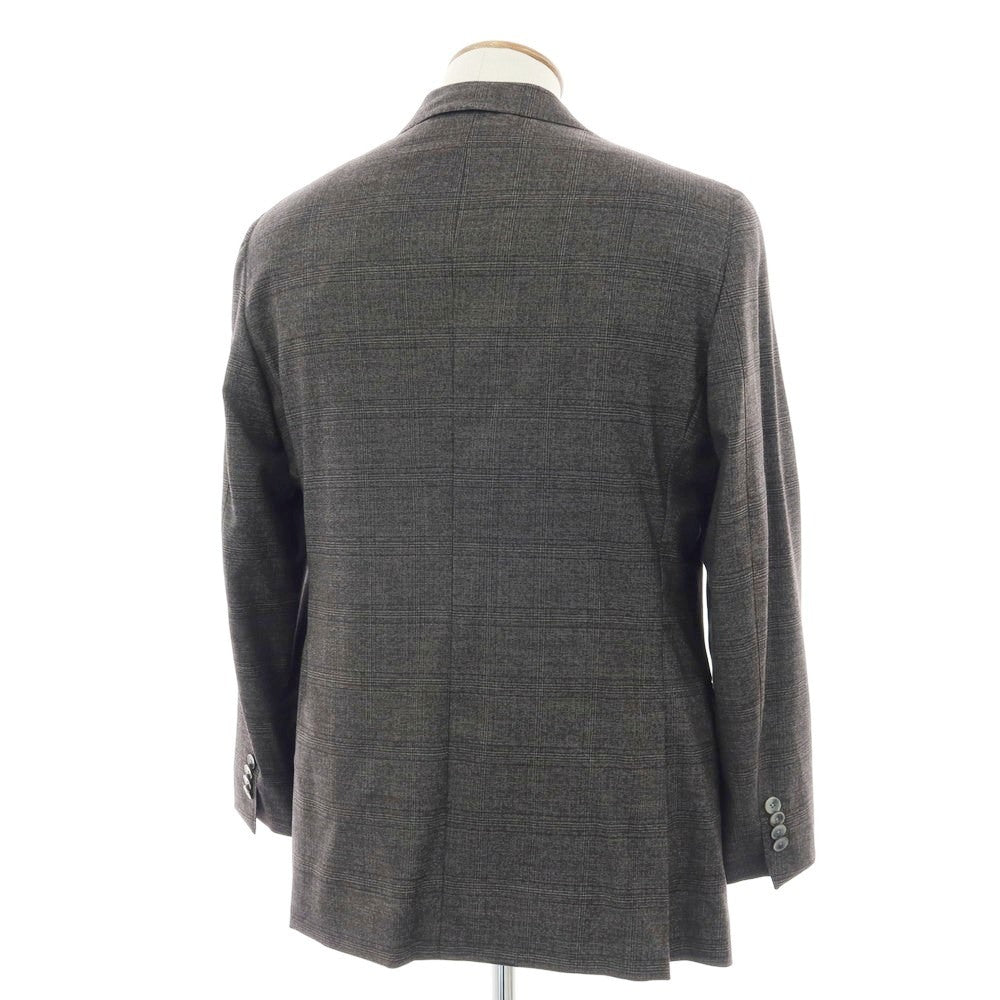 【中古】ボリオリ BOGLIOLI DOVER ウール グレンチェック 3B テーラードジャケット ダークブラウン系【 48 】【 状態ランクC 】【 メンズ 】