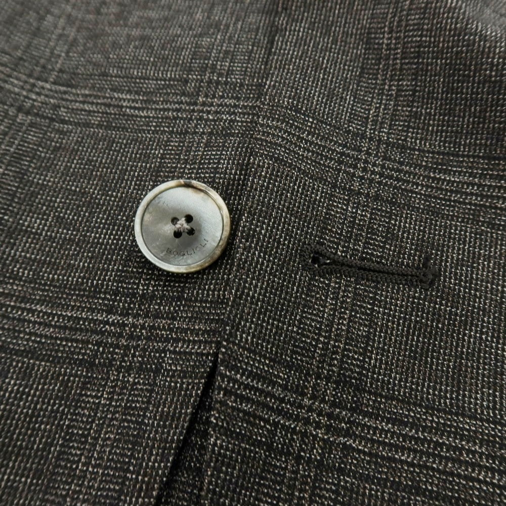 【中古】ボリオリ BOGLIOLI DOVER ウール グレンチェック 3B テーラードジャケット ダークブラウン系【 48 】【 状態ランクC 】【 メンズ 】