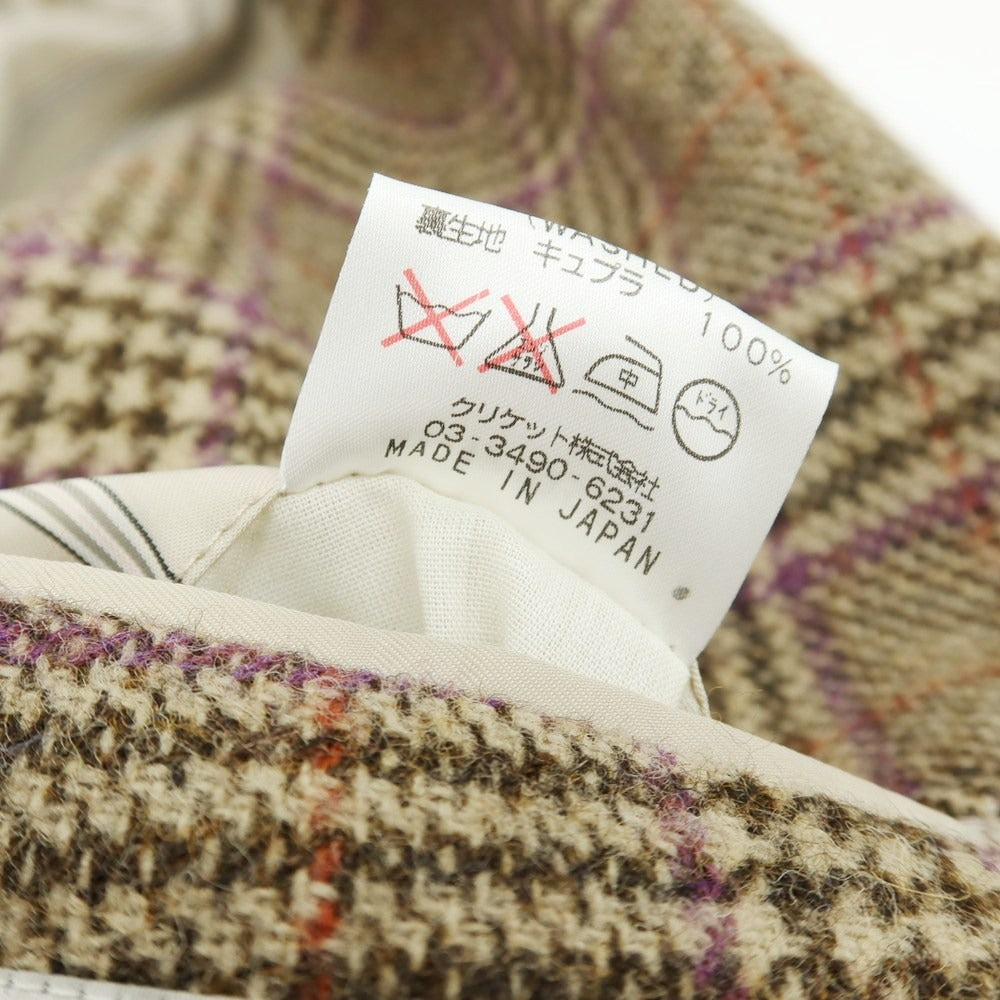 【中古】クリケット CRICKET × Fukurou ウール チェック 3B テーラードジャケット ベージュxブラウン×パープル【 48 】【 状態ランクB 】【 メンズ 】