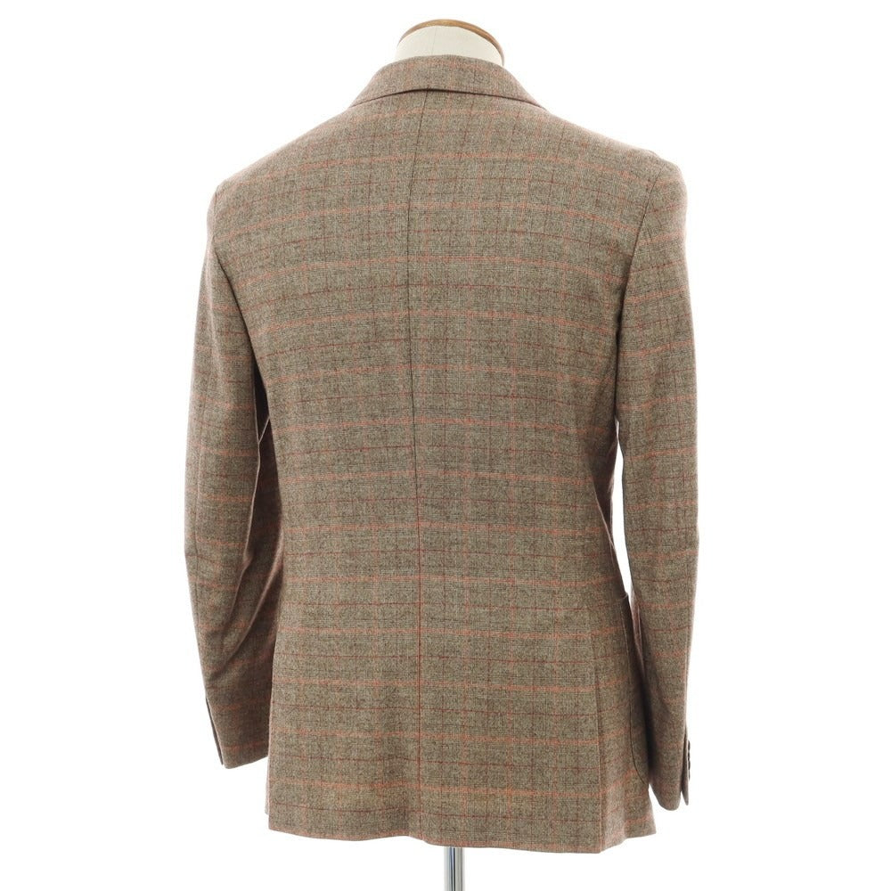 【中古】ルシック Le Chic ウール チェック 3B テーラードジャケット ブラウンxレッド【 L 】【 状態ランクA 】【 メンズ 】