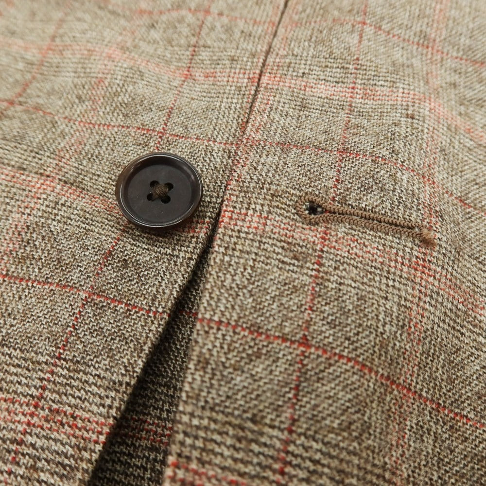 【中古】ルシック Le Chic ウール チェック 3B テーラードジャケット ブラウンxレッド【 L 】【 状態ランクA 】【 メンズ 】