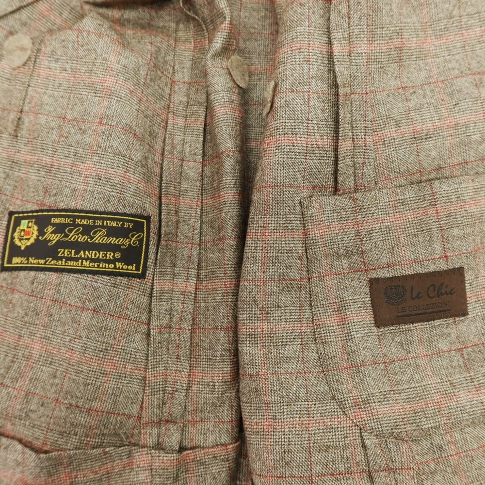 【中古】ルシック Le Chic ウール チェック 3B テーラードジャケット ブラウンxレッド【 L 】【 状態ランクA 】【 メンズ 】