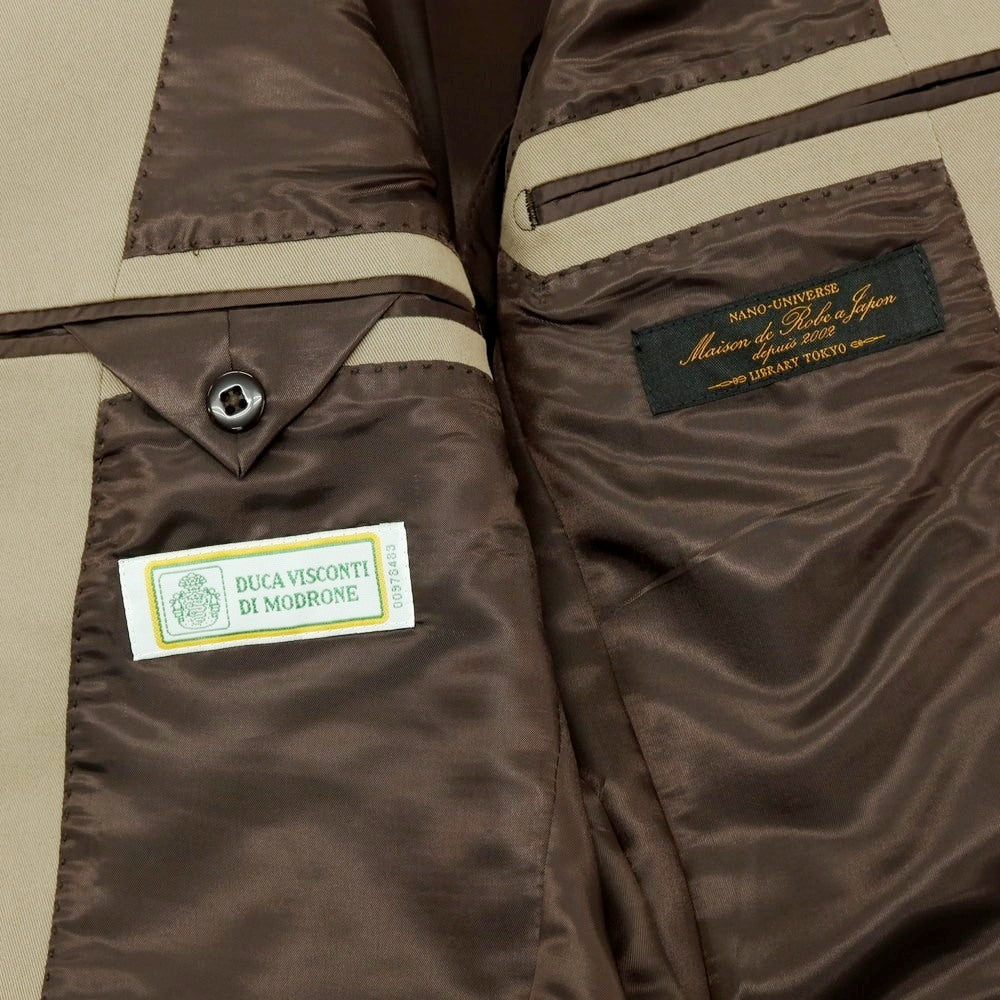 【中古】ナノユニバース nano universe コットンポリウレタン 2B テーラードジャケット オリーブベージュ【サイズ48】【 状態ランクD 】【 メンズ 】