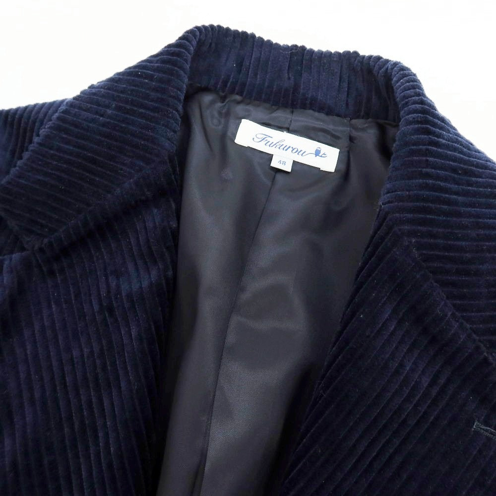 【中古】フクロウ FUKUROU コットン 太畝コーデュロイ 3B テーラードジャケット ネイビー【 48 】【 状態ランクB 】【 メンズ 】