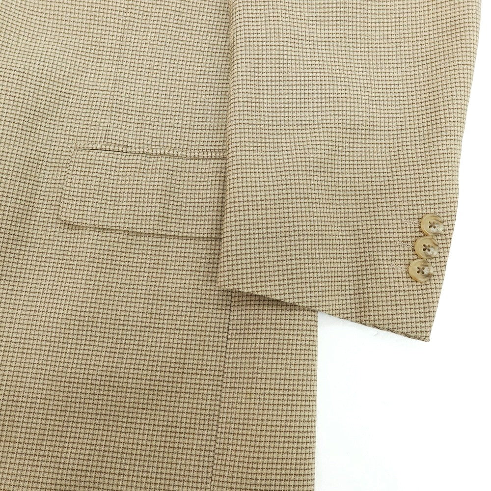 【中古】コルネリアーニ CORNELIANI SUPER100’S ウール チェック 3B テーラードジャケット ベージュxブラウン【 48 】【 状態ランクB 】【 メンズ 】