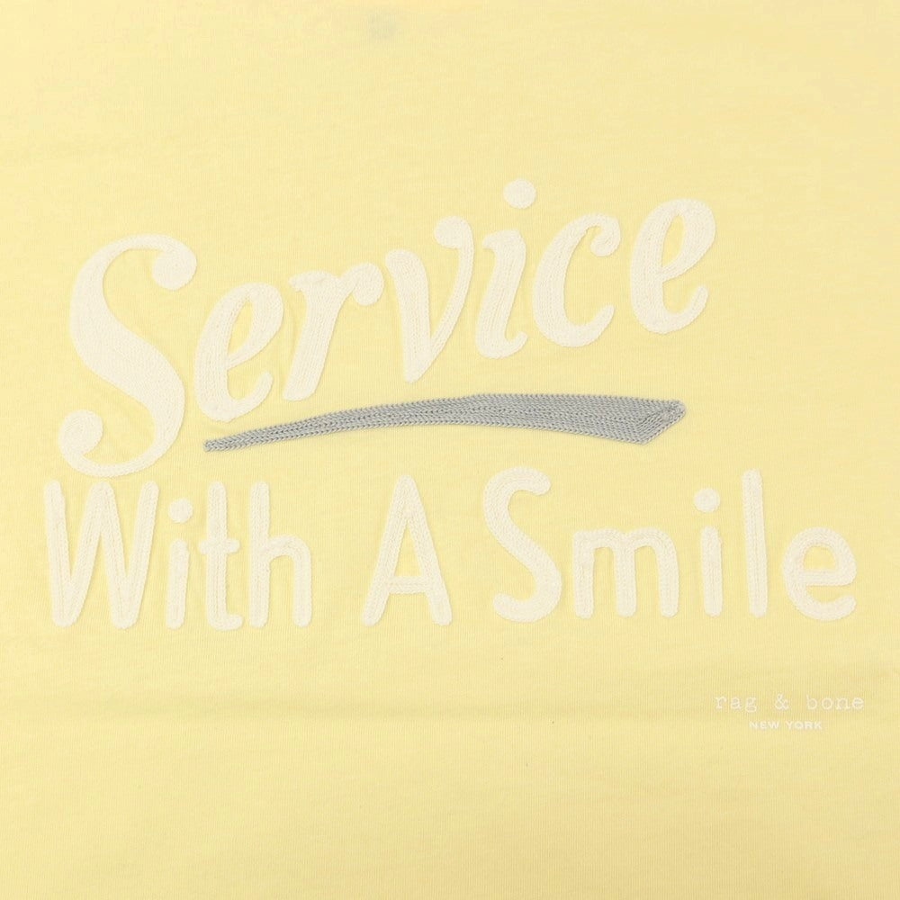 【中古】【未使用】ラグアンドボーン rag & bone コットン 刺しゅうロゴ クルーネック 半袖Tシャツ イエロー【サイズXS】【 状態ランクS 】【 メンズ 】