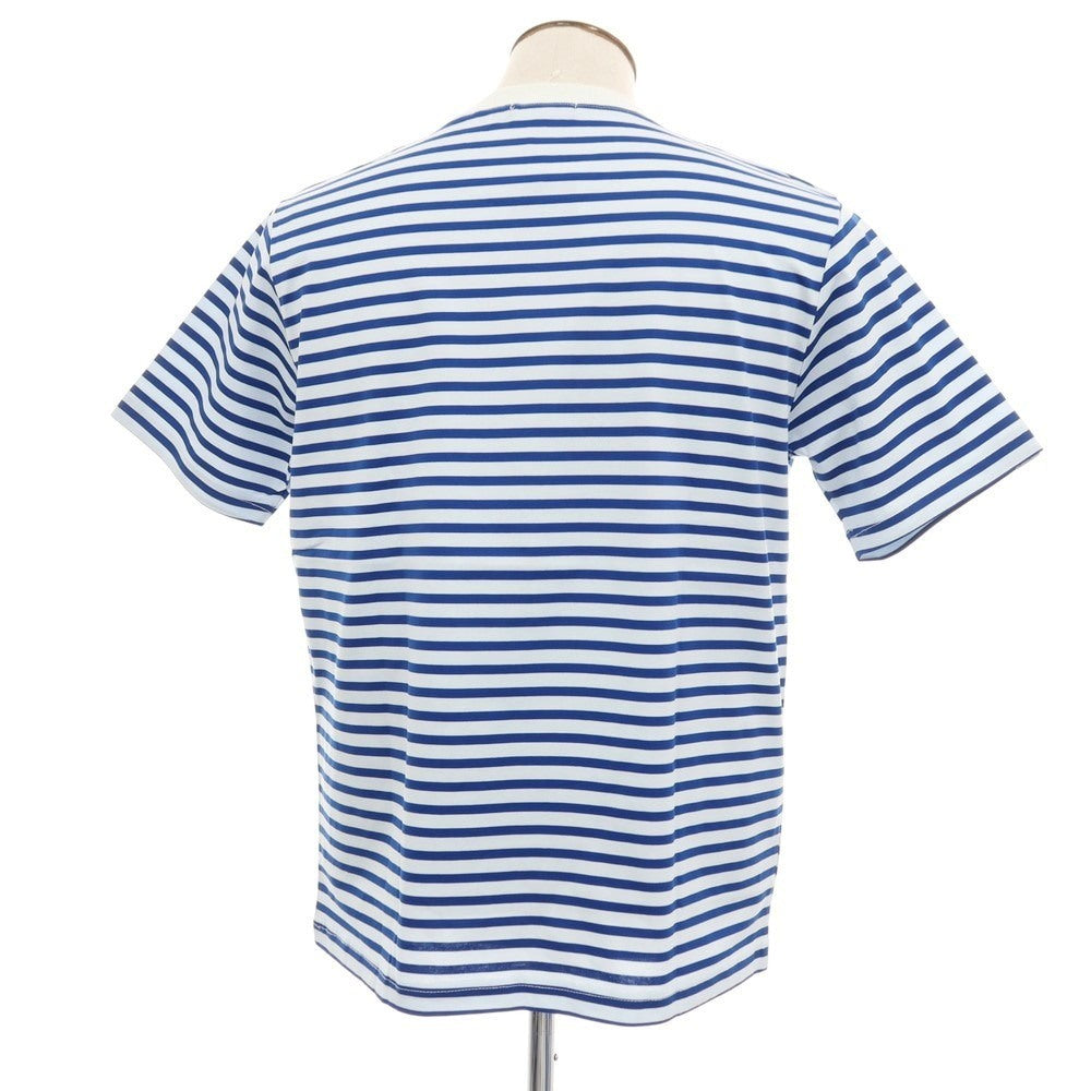 【中古】【未使用】ジーステージ g-stage コットン ボーダー クルーネック 半袖Tシャツ ブルーxライトブルー【サイズ50】【 状態ランクS 】【 メンズ 】