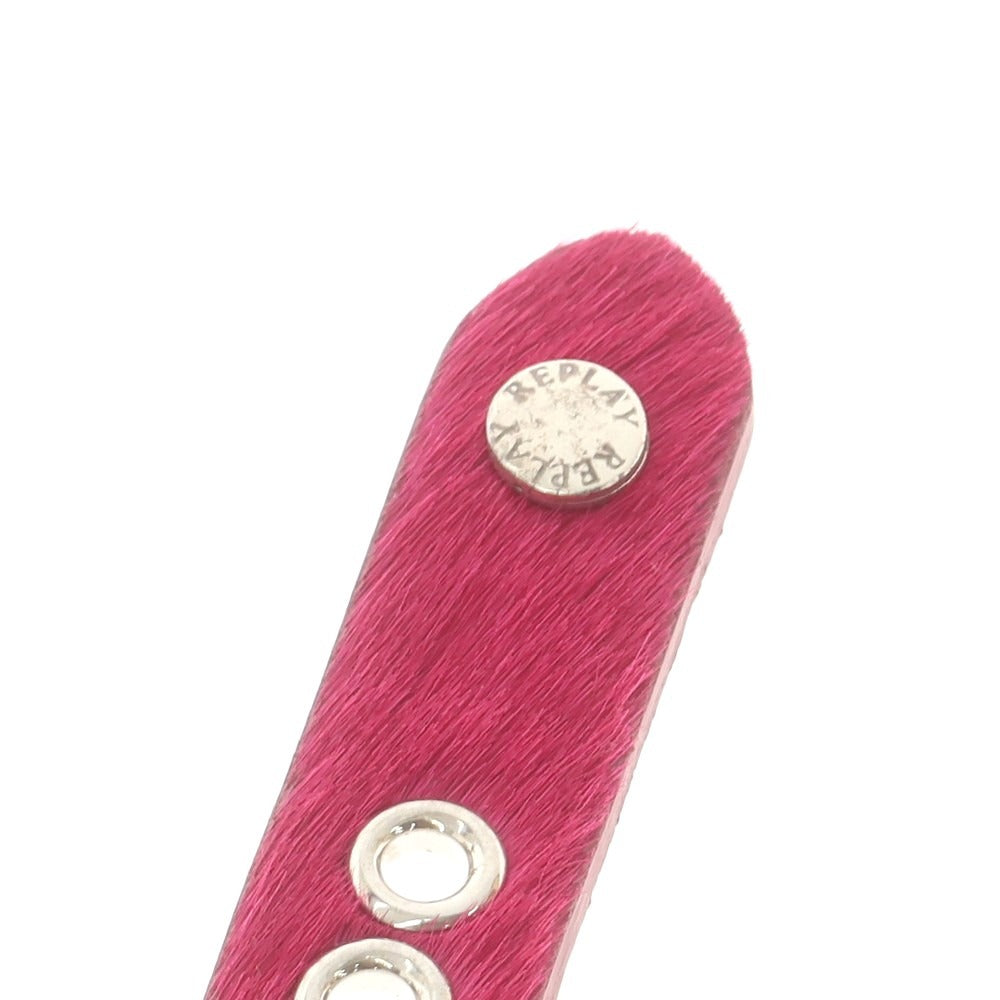 【中古】【未使用】リプレイ REPLAY ハラコレザー ベルト ピンクxシルバー【 80(紙タグ表記) 】【 状態ランクS 】【 メンズ 】