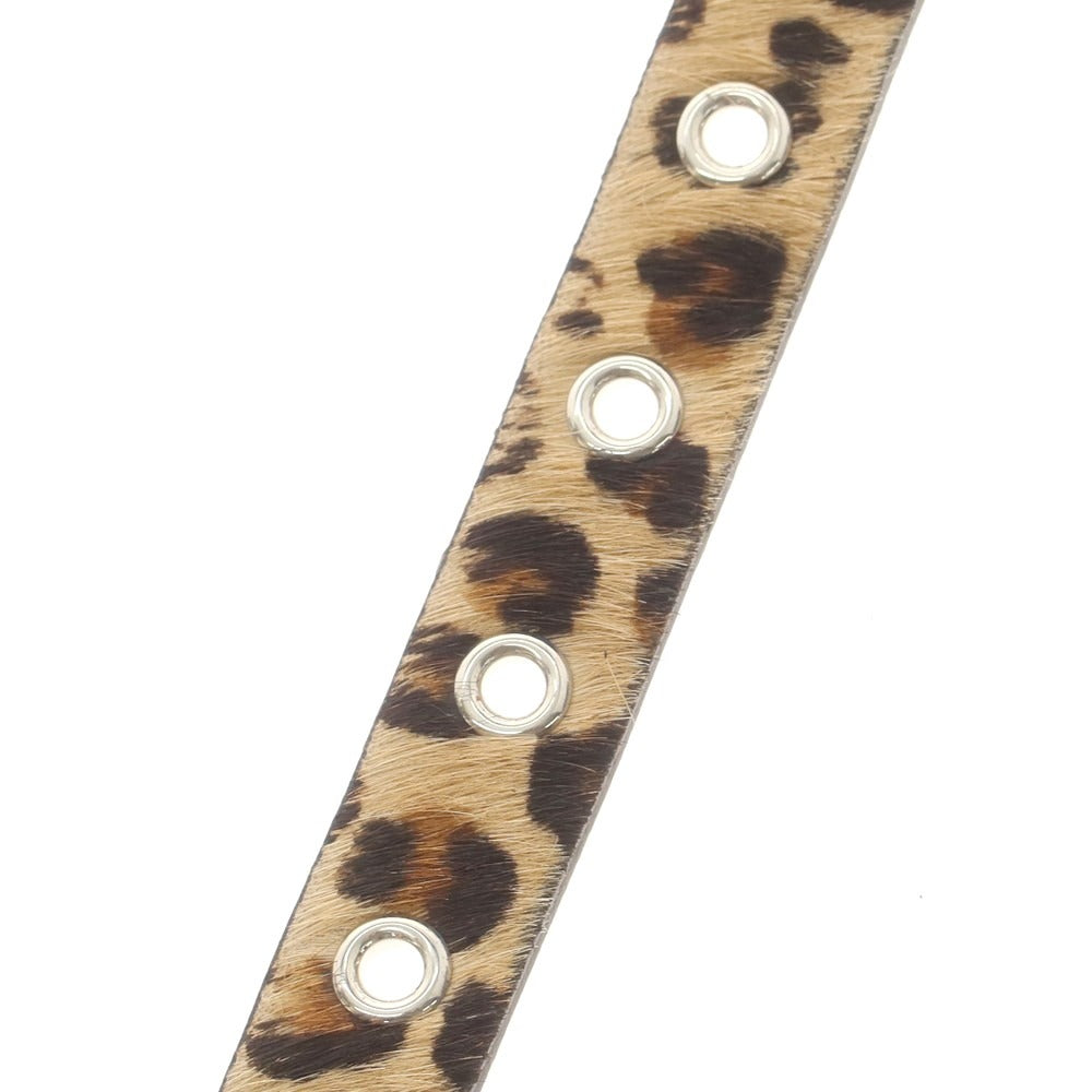 【中古】【未使用】リプレイ REPLAY ハラコレザー レオパード柄 ベルト ベージュxブラウン×シルバー【 80(紙タグ表記) 】【 状態ランクS 】【 メンズ 】