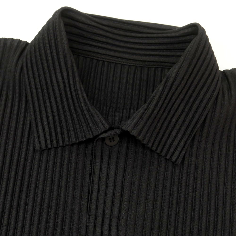 【中古】オム プリッセ イッセイミヤケ HOMME PLISSE ISSEY MIYAKE 2025年秋冬 ポリエステル系 プリーツ 長袖ポロシャツ ブラック【 表記なし(L位) 】【 状態ランクA 】【 メンズ 】