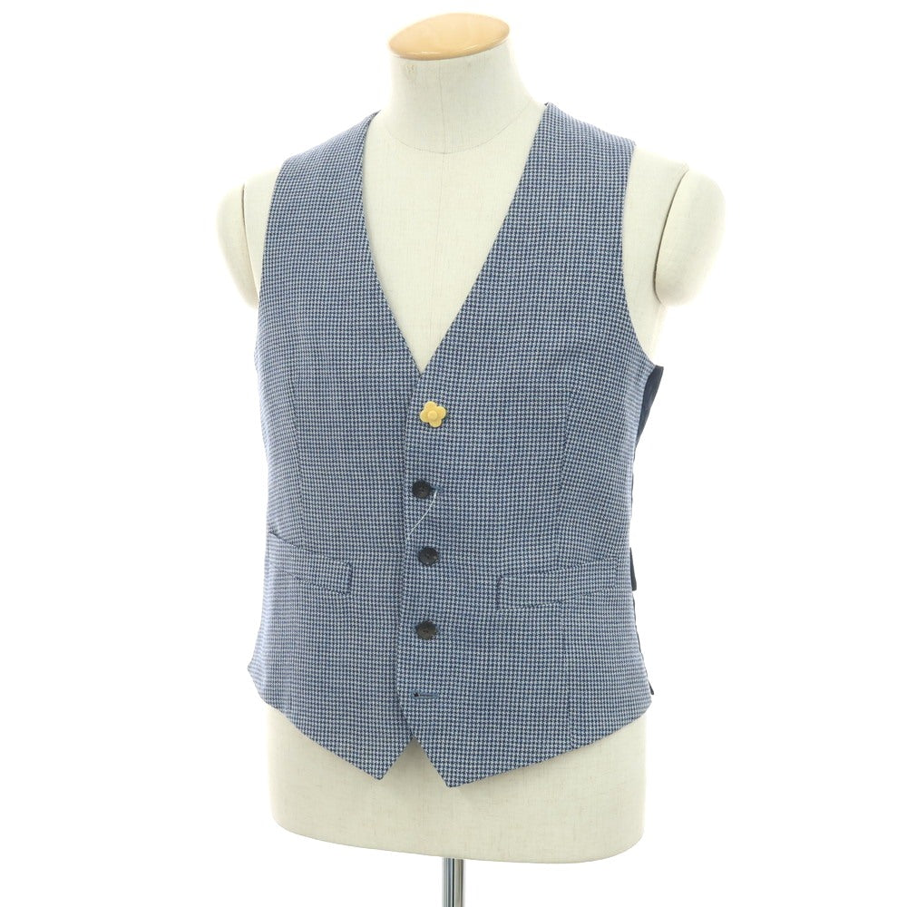 【中古】ラルディーニ LARDINI ウールリネン ハウンドトゥース カジュアル系ジレ ベスト ネイビーxホワイト【 44 】【 状態ランクB 】【 メンズ 】