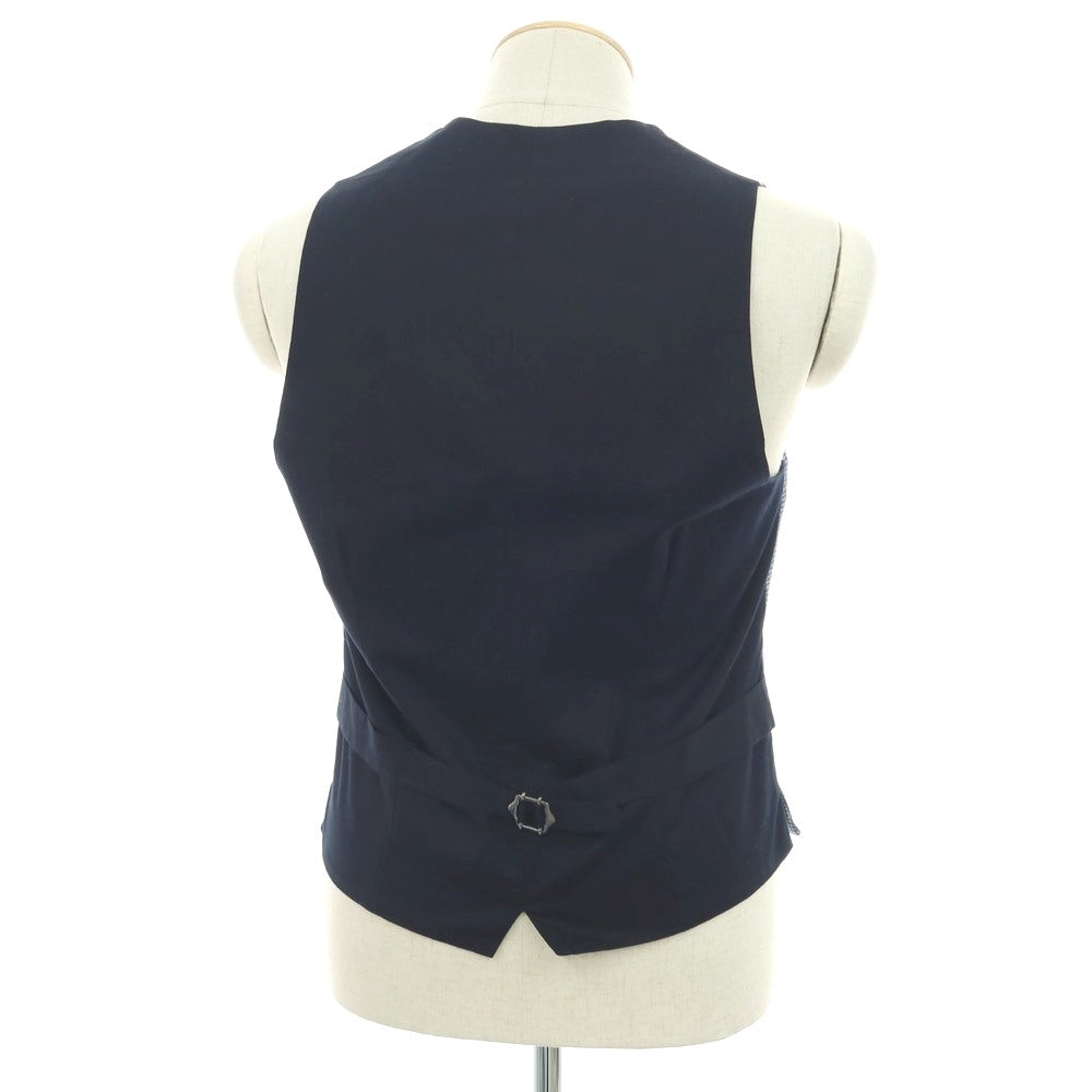 【中古】ラルディーニ LARDINI ウールリネン ハウンドトゥース カジュアル系ジレ ベスト ネイビーxホワイト【 44 】【 状態ランクB 】【 メンズ 】