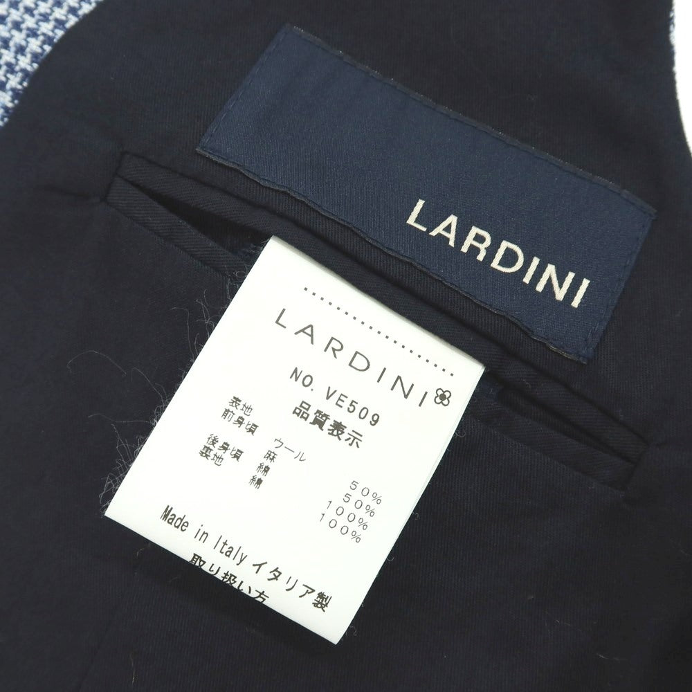 【中古】ラルディーニ LARDINI ウールリネン ハウンドトゥース カジュアル系ジレ ベスト ネイビーxホワイト【 44 】【 状態ランクB 】【 メンズ 】