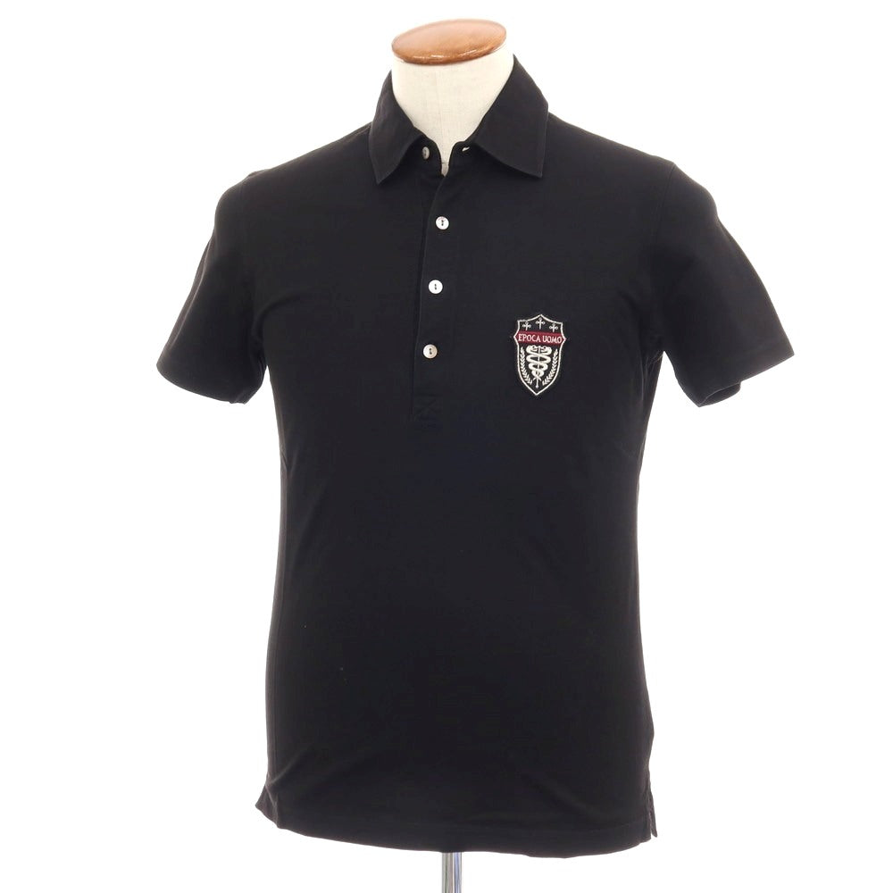 【中古】エポカウォモ EPOCA UOMO 鹿の子調コットン 半袖ポロシャツ ブラック【サイズ46】【 状態ランクB 】【 メンズ 】