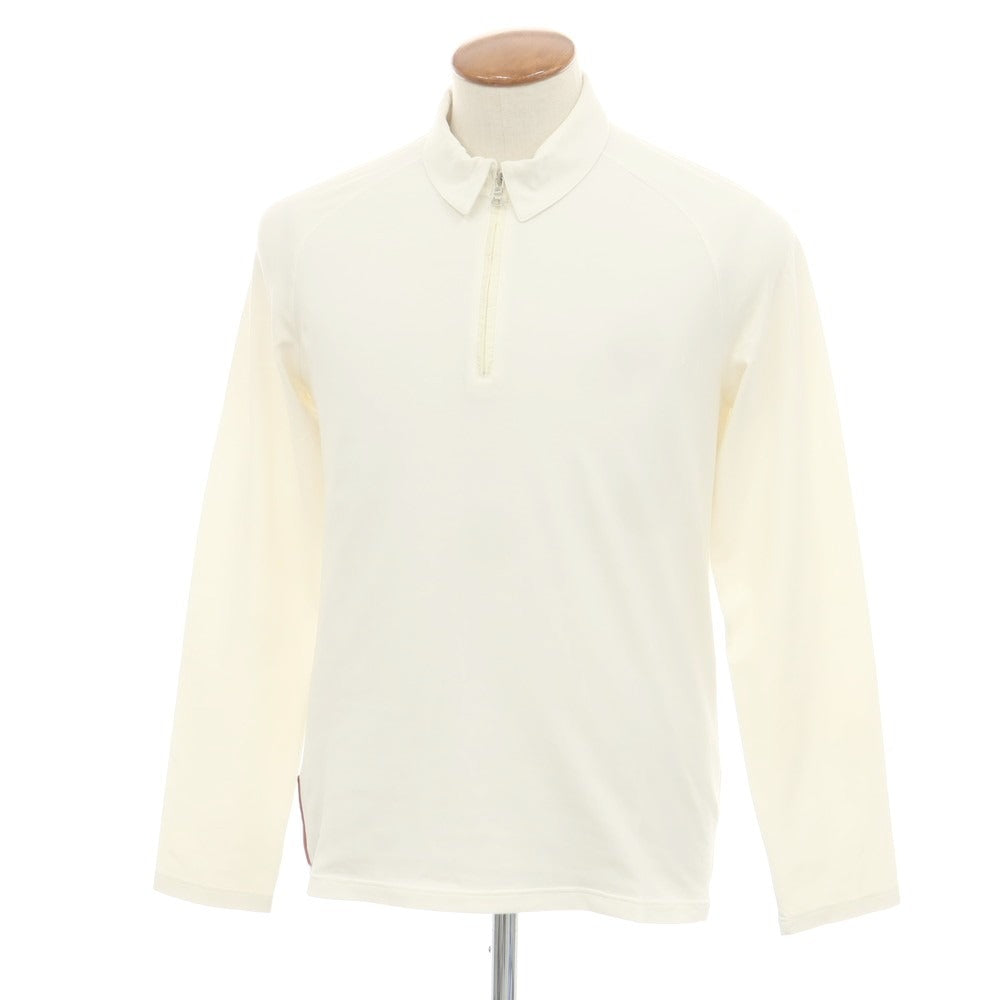 【中古】プラダスポーツ PRADA SPORTS ストレッチ コットン ハーフジップ 長袖ポロシャツ アイボリー【 M 】【 状態ランクC 】【 メンズ 】