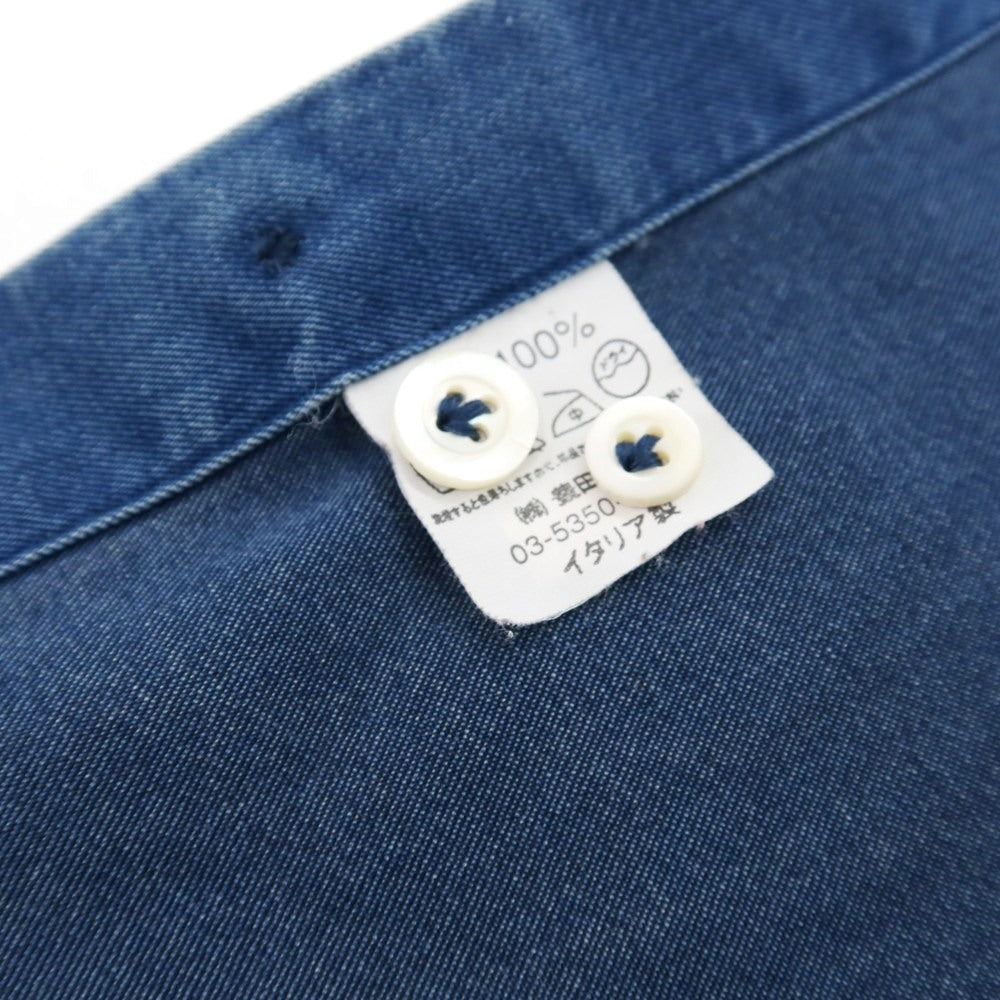 【中古】ジャンネット giannetto コットン ダンガリー バンドカラー カジュアルシャツ ブルー【 XS 】【 状態ランクC 】【 メンズ 】