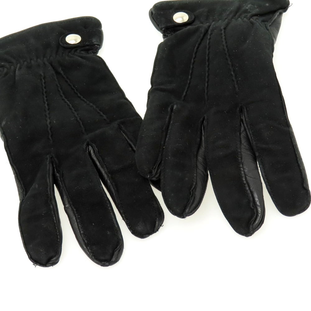 【中古】ジリオ フィオレンティーノ GIGLIO FIORENTINO レザー×ウール 手袋 ブラック【 8 1/2 】【 状態ランクC 】【 メンズ 】