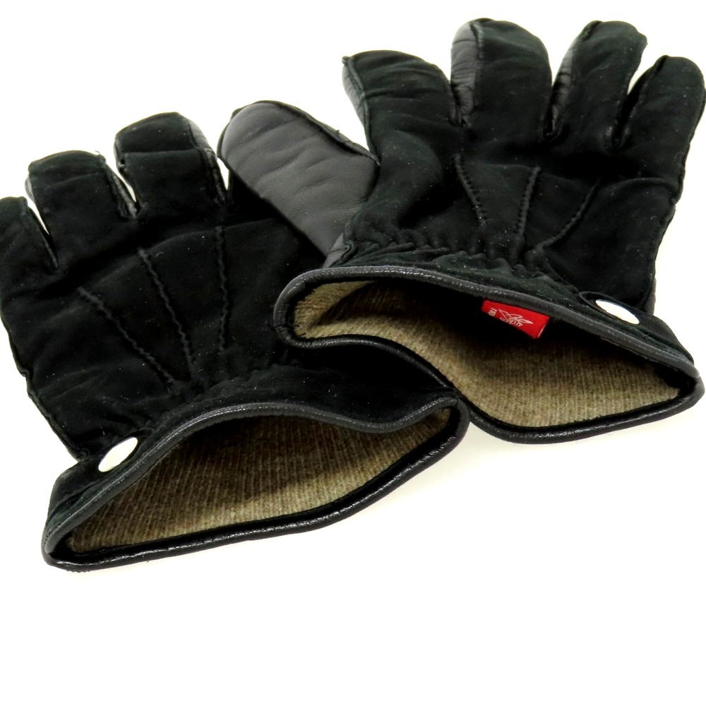 【中古】ジリオ フィオレンティーノ GIGLIO FIORENTINO レザー×ウール 手袋 ブラック【 8 1/2 】【 状態ランクC 】【 メンズ 】