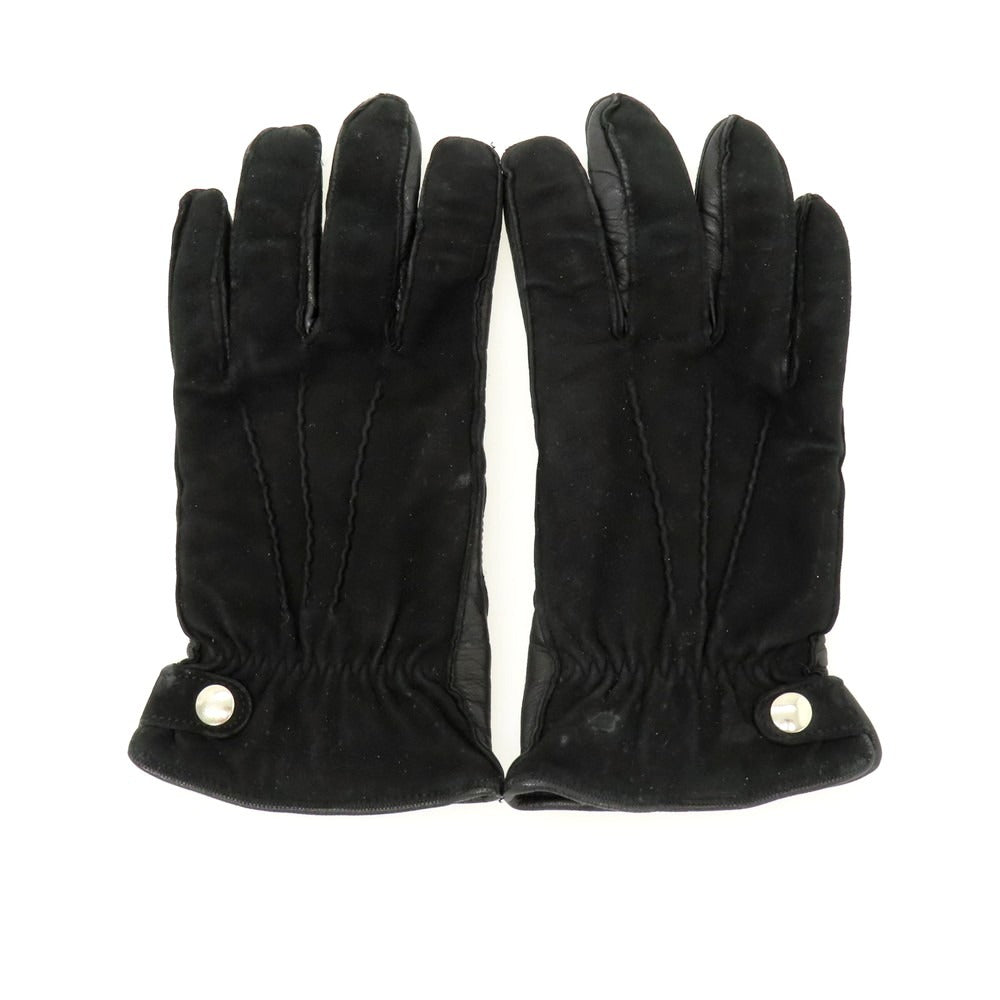 【中古】ジリオ フィオレンティーノ GIGLIO FIORENTINO レザー×ウール 手袋 ブラック【 8 1/2 】【 状態ランクC 】【 メンズ 】