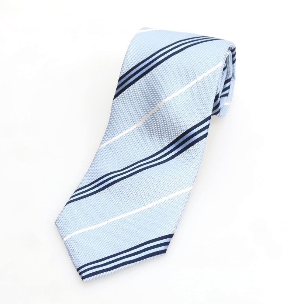 【中古】クリケット CRICKET シルク ストライプ柄ネクタイ ライトブルーxネイビー【 状態ランクB 】【 メンズ 】