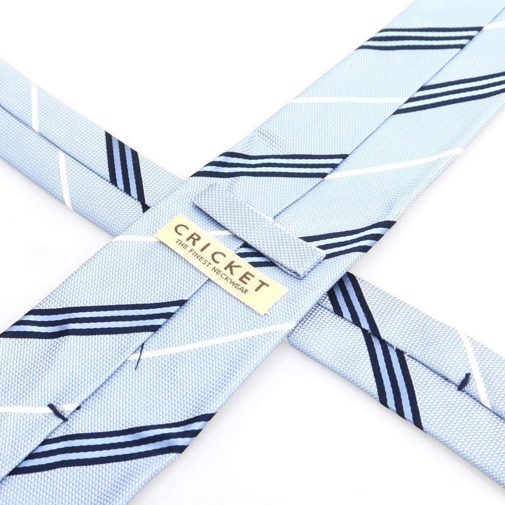 【中古】クリケット CRICKET シルク ストライプ柄ネクタイ ライトブルーxネイビー【 状態ランクB 】【 メンズ 】