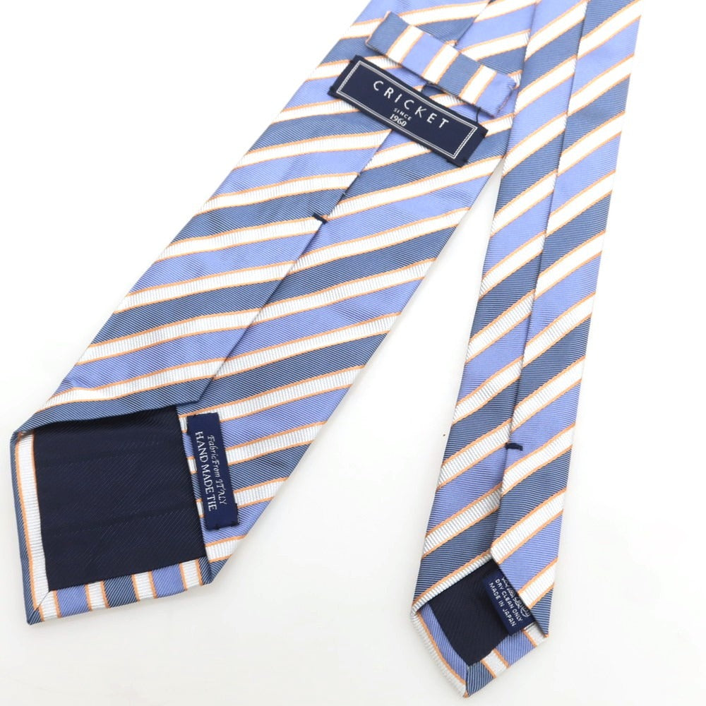 【中古】クリケット CRICKET シルク ストライプ柄ネクタイ ライトブルーxホワイト【 状態ランクB 】【 メンズ 】