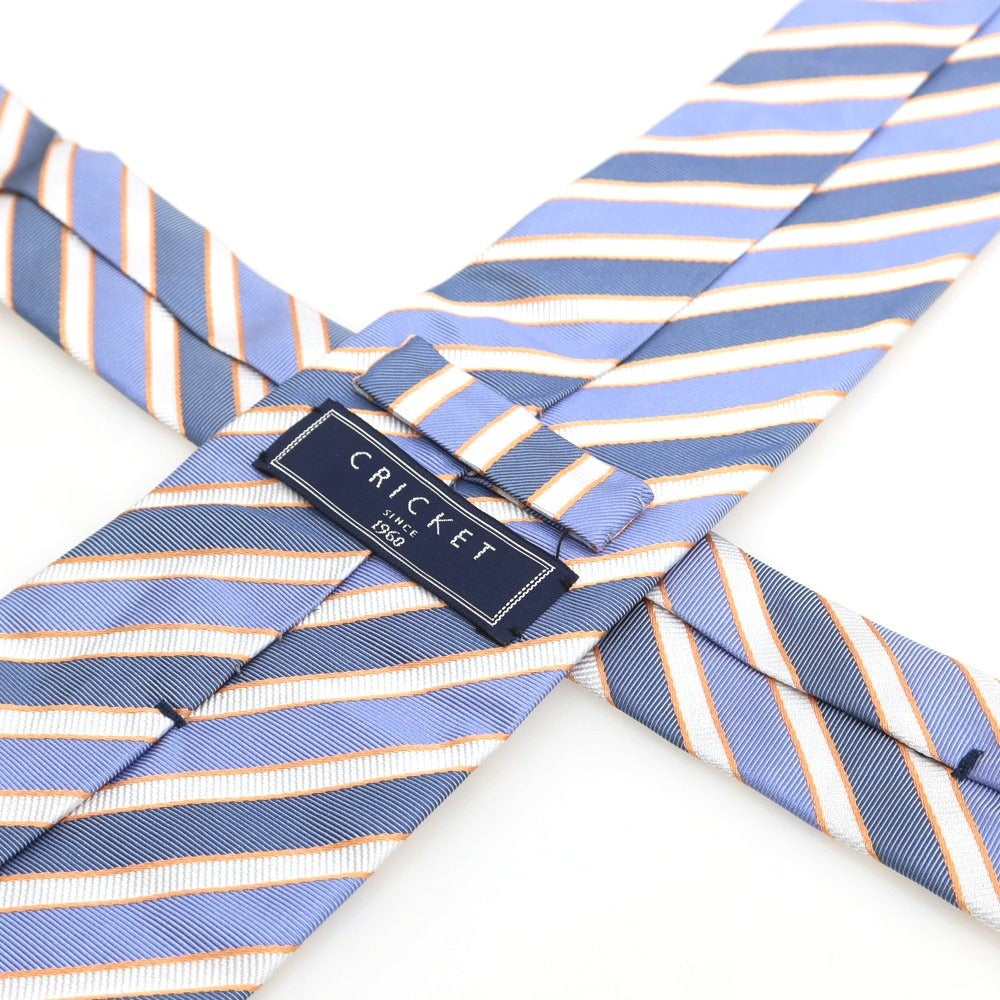 【中古】クリケット CRICKET シルク ストライプ柄ネクタイ ライトブルーxホワイト【 状態ランクB 】【 メンズ 】