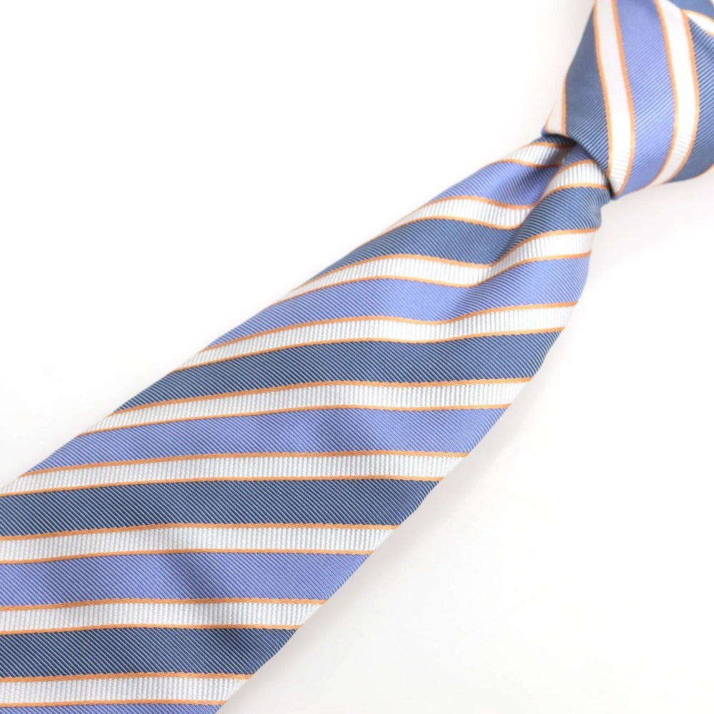 【中古】クリケット CRICKET シルク ストライプ柄ネクタイ ライトブルーxホワイト【 状態ランクB 】【 メンズ 】