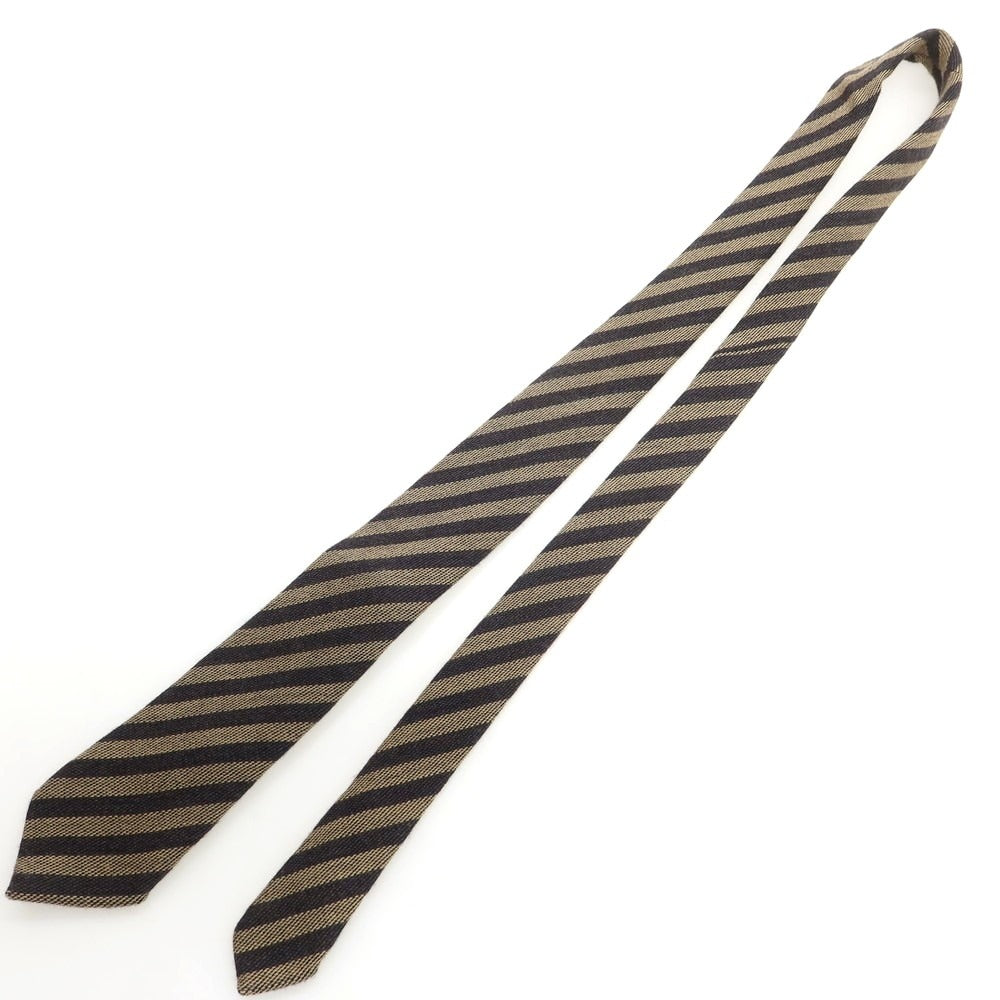 【中古】メイカーズシャツ カマクラ Makers Shirt 鎌倉 ウール ストライプ柄ネクタイ ベージュxブラック【 状態ランクB 】【 メンズ 】