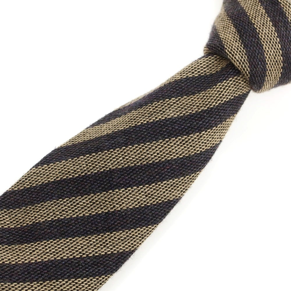 【中古】メイカーズシャツ カマクラ Makers Shirt 鎌倉 ウール ストライプ柄ネクタイ ベージュxブラック【 状態ランクB 】【 メンズ 】