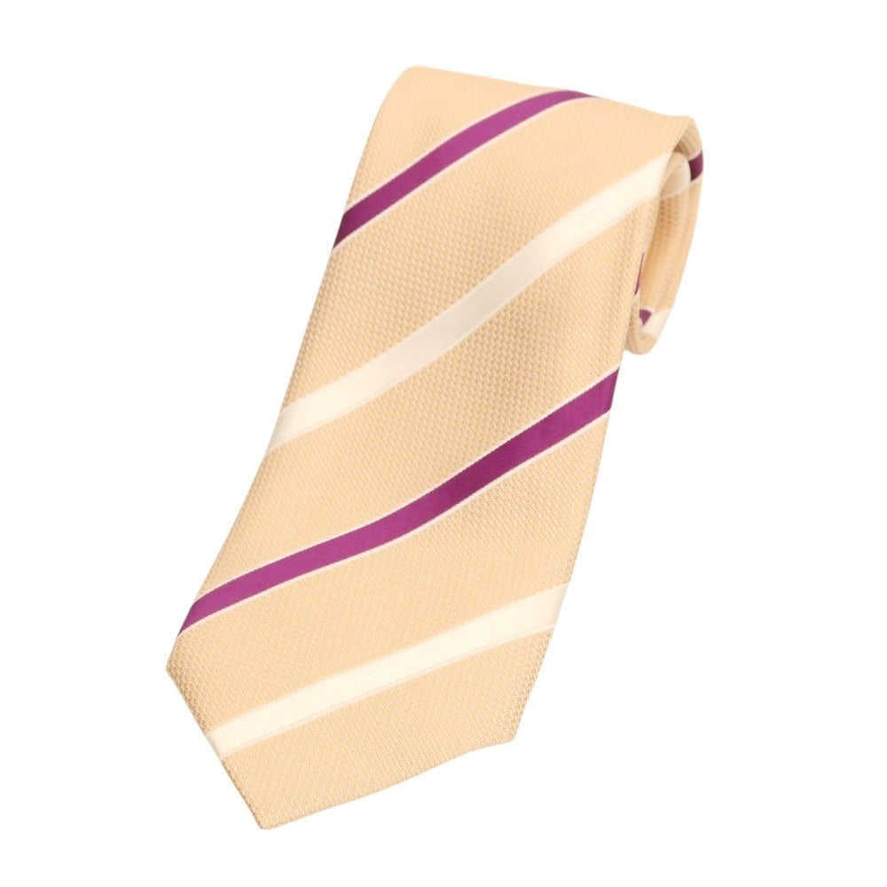 【中古】フランクリンミルズ FRANKLIN MILLS シルク ストライプ柄ネクタイ ライトオレンジxパープル【 状態ランクB 】【 メンズ 】