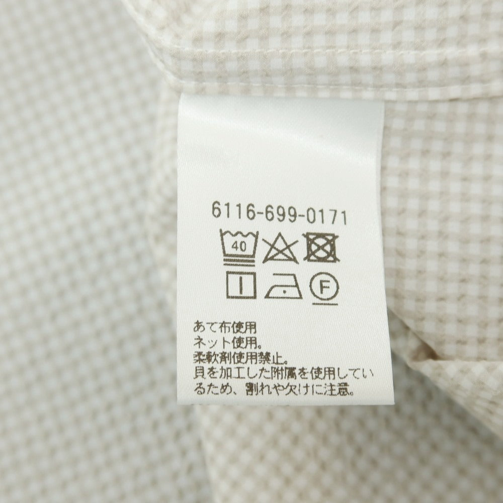 【中古】【未使用】ア デイ イン ザ ライフ ユナイテッドアローズ a day in the life united arrows ポリエステル シアサッカー ギンガムチェック ボタンダウン 半袖シャツ ライトグレーxホワイト【サイズS】【 状態ランクS 】【 メンズ 】