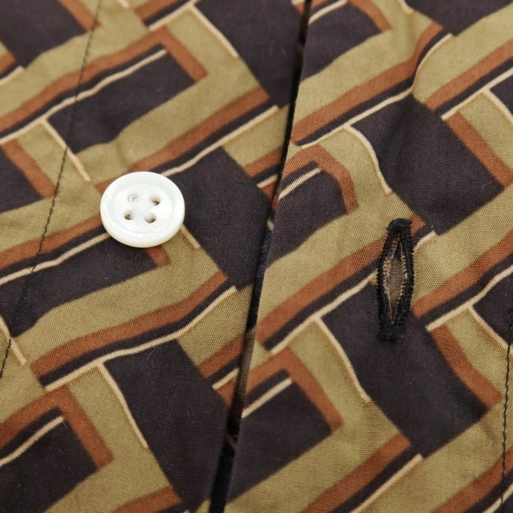 【中古】トゥモローランド TOMORROWLAND PILGRIM コットン レギュラーカラー カジュアルシャツ カーキオリーブ系xブラウン【 S 】【 状態ランクB 】【 メンズ 】