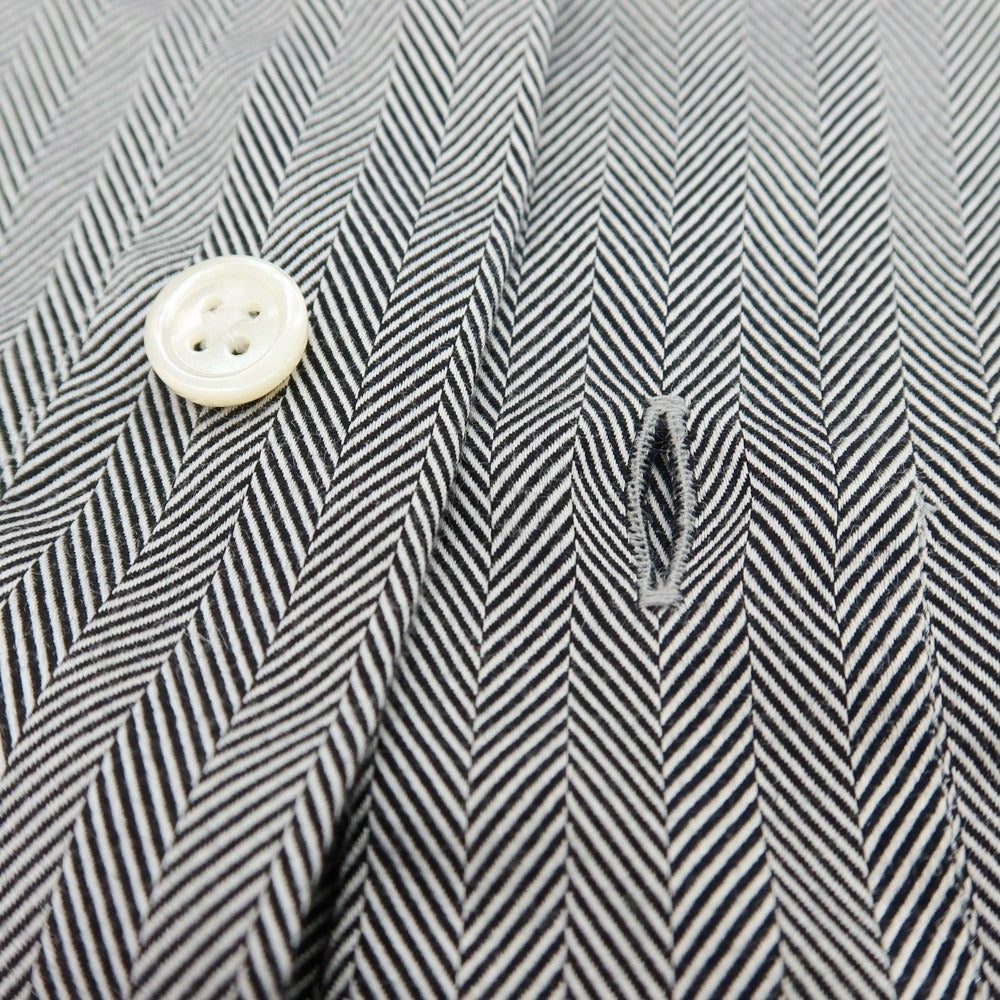 【中古】トゥモローランド TOMORROWLAND PILGRIM コットン ヘリンボーン セミワイドカラー ドレスシャツ ブラックxホワイト【 37 】【 状態ランクB 】【 メンズ 】