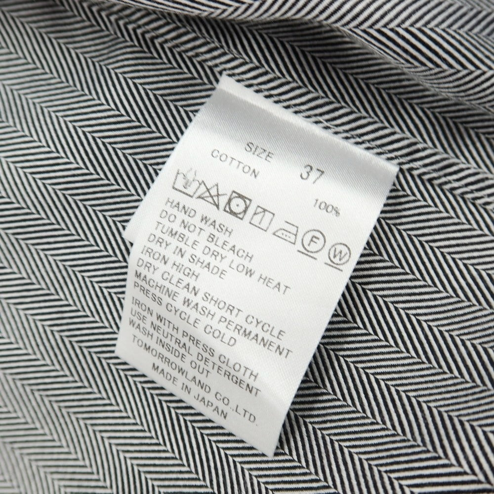 【中古】トゥモローランド TOMORROWLAND PILGRIM コットン ヘリンボーン セミワイドカラー ドレスシャツ ブラックxホワイト【 37 】【 状態ランクB 】【 メンズ 】