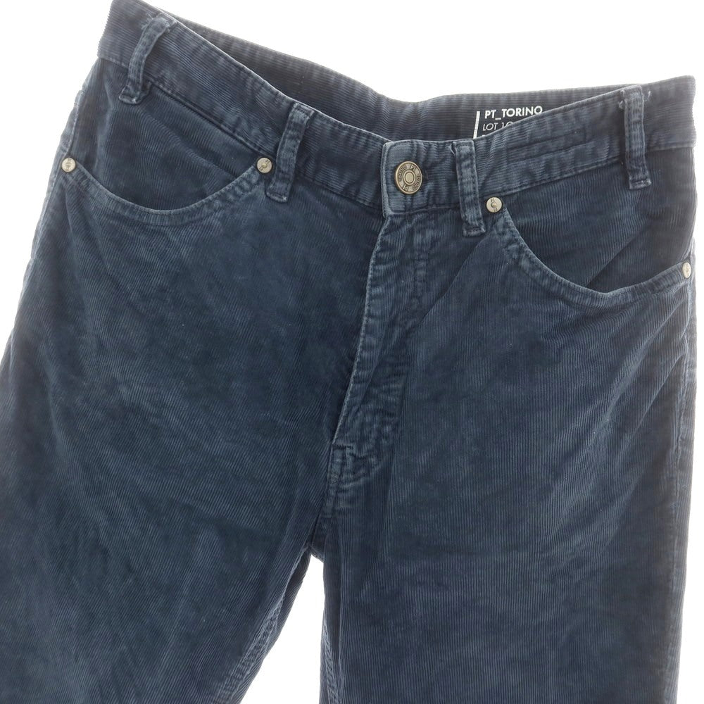 【中古】ピーティートリノ デニム PT TORINO DENIM BAND ストレッチ コットン 細畝 コーデュロイパンツ ネイビー【 30 】【 状態ランクC 】【 メンズ 】