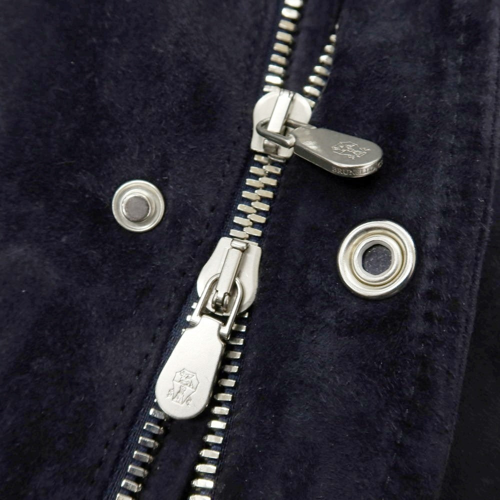 【中古】ブルネロクチネリ Brunello Cucinelli スエード レザーブルゾン ネイビー【 XS 】【 状態ランクD 】【 メンズ 】