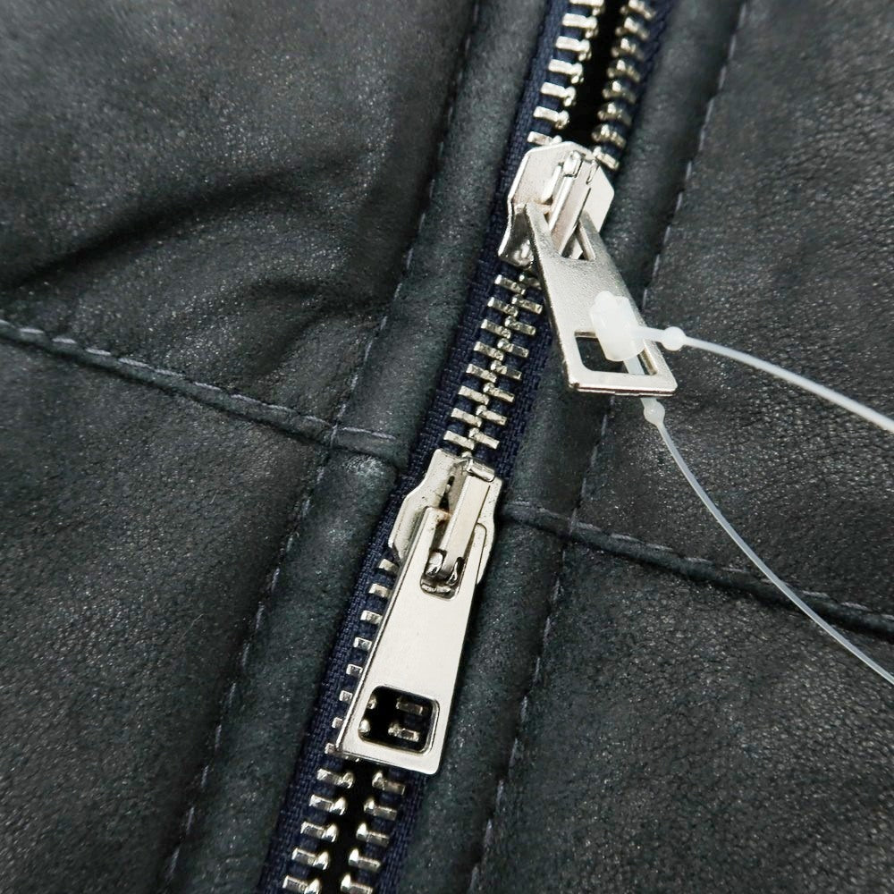 【中古】ジョルジオブラット GIORGIO BRATO ユーズド加工 中綿入り スタンドカラー ダブルジップ レザーブルゾン ブラックグリーン【 48 】【 状態ランクC 】【 メンズ 】