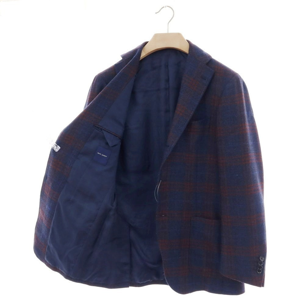 【中古】リングヂャケット RING JACKET ウール チェック 3B テーラードジャケット ネイビーxブラウン【 46 】【 状態ランクB 】【 メンズ 】