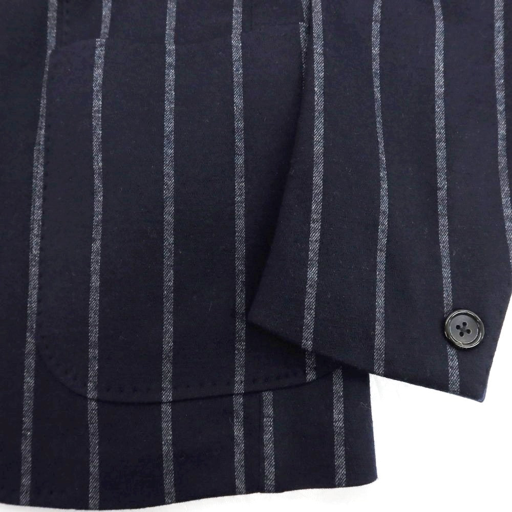 【中古】リングヂャケット RING JACKET ウールコットン ストライプ 3B テーラードジャケット ネイビーxグレー【 46 】【 状態ランクB 】【 メンズ 】