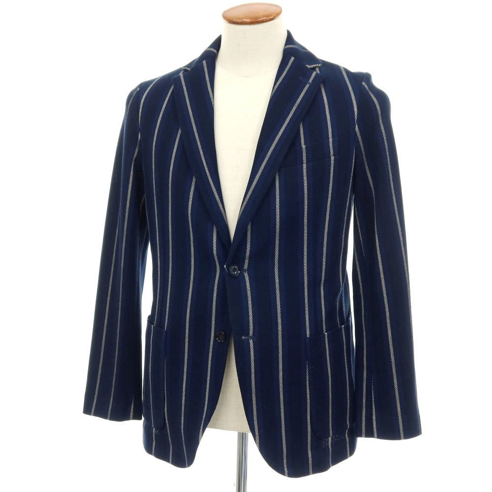 【中古】チルコロ1901 CIRCOLO 1901 コットン ジャージー ストライプ 2B カジュアルジャケット ネイビーxホワイト【サイズ46】【 状態ランクB 】【 メンズ 】
