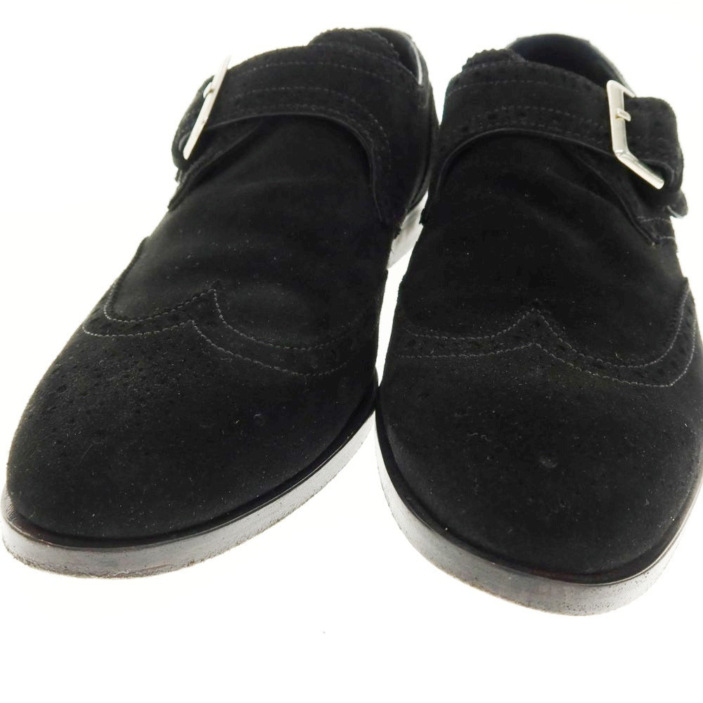 【中古】ポルペッタ polpetta スエード モンクストラップ ドレスシューズ ブラック【 40 】【 状態ランクB 】【 メンズ 】