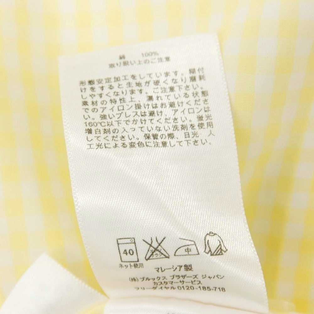【中古】ブルックスブラザーズ Brooks Brothers REGENT コットン ギンガムチェック ボタンダウン 半袖シャツ イエローxホワイト【サイズS】【 状態ランクB 】【 メンズ 】