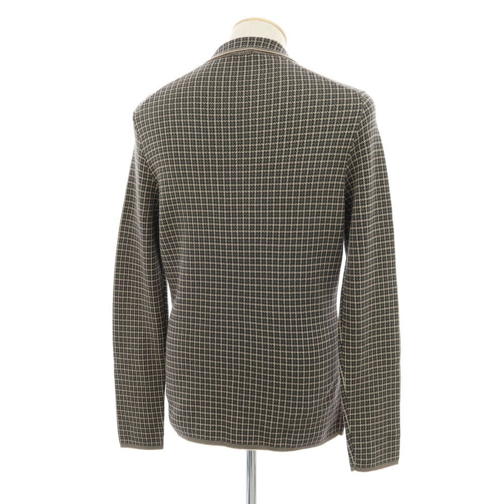 【中古】ドルモア DRUMOHR コットン チェック ジャケット型 カーディガン ベージュxオリーブ【 44 】【 状態ランクA 】【 メンズ 】