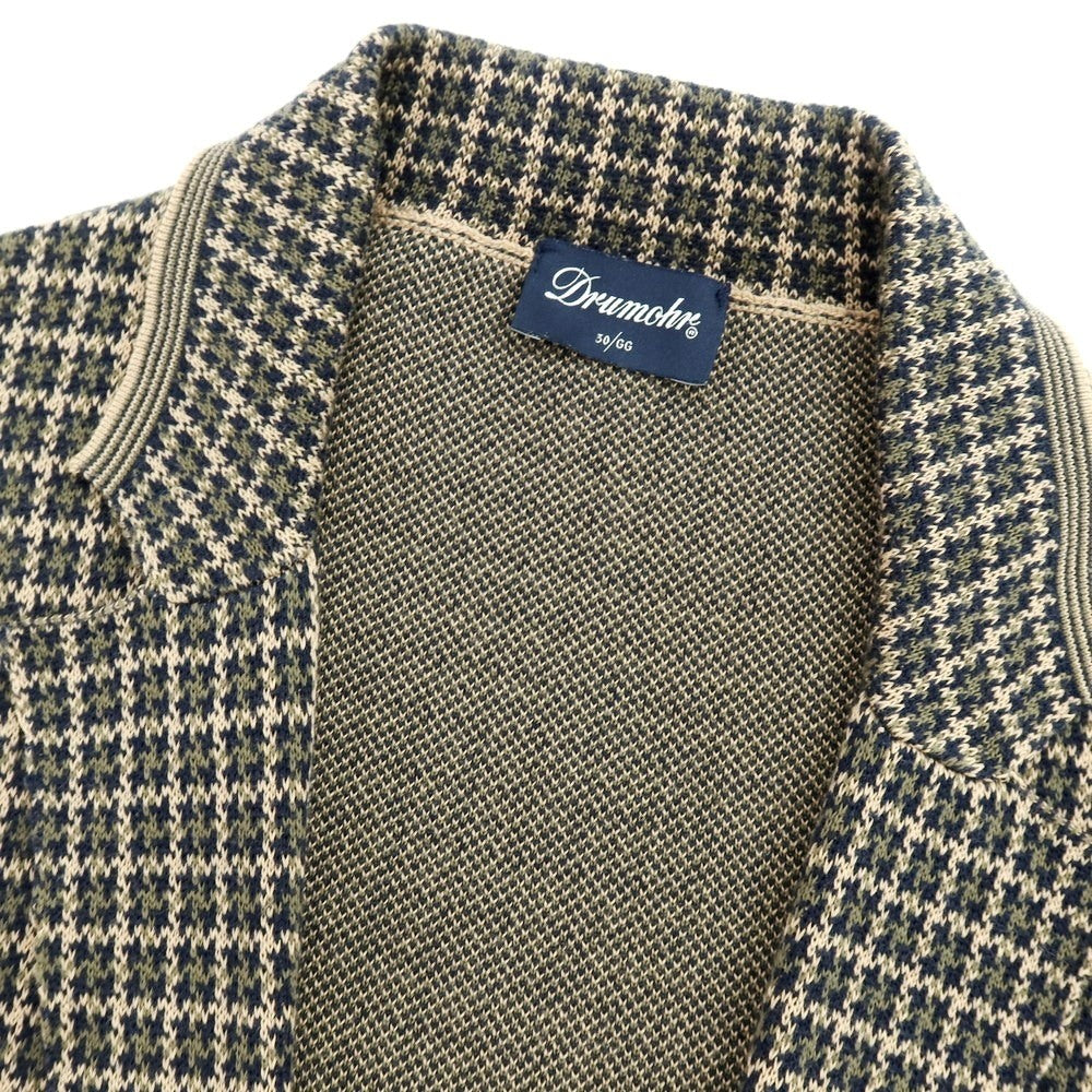 【中古】ドルモア DRUMOHR コットン チェック ジャケット型 カーディガン ベージュxオリーブ【 44 】【 状態ランクA 】【 メンズ 】