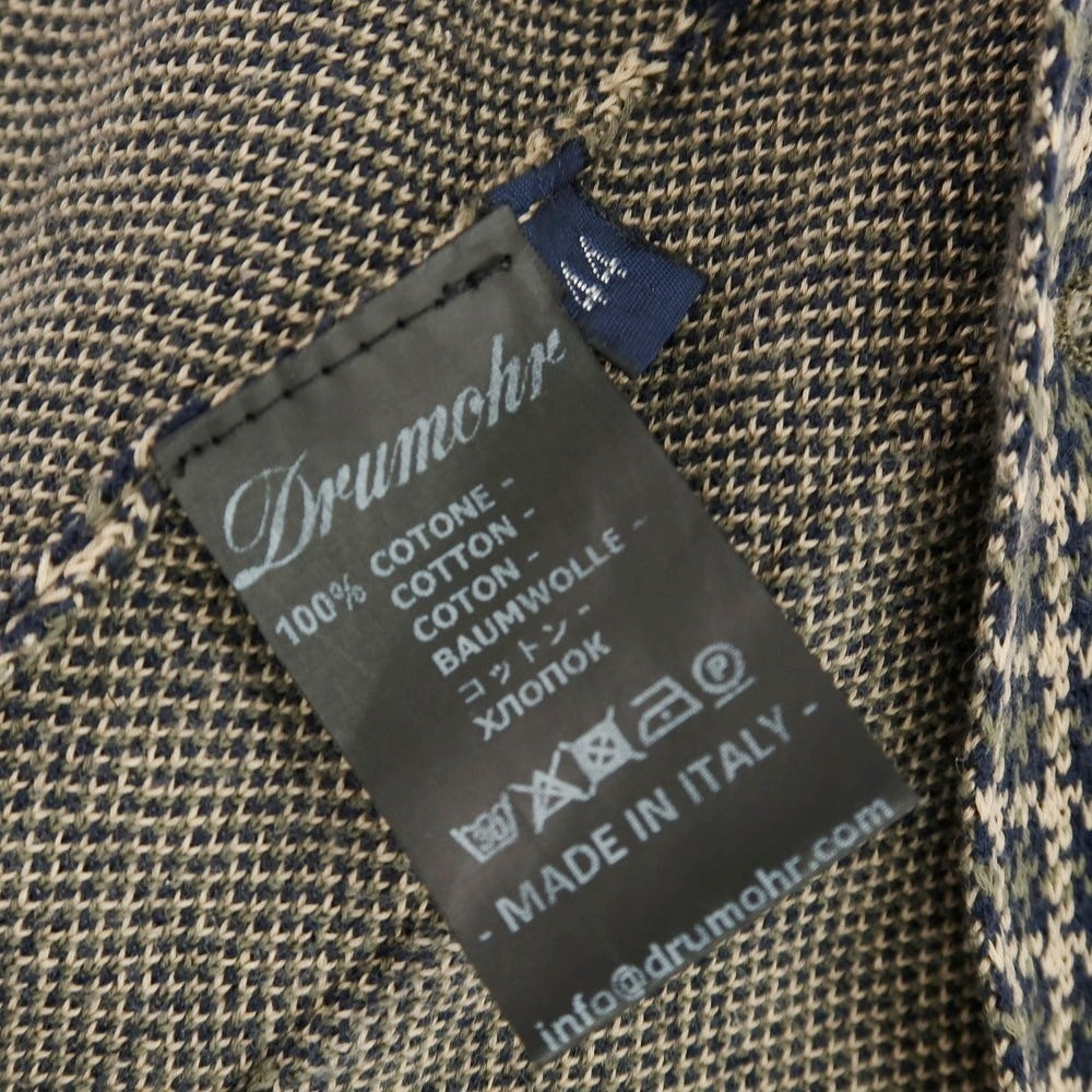 【中古】ドルモア DRUMOHR コットン チェック ジャケット型 カーディガン ベージュxオリーブ【 44 】【 状態ランクA 】【 メンズ 】