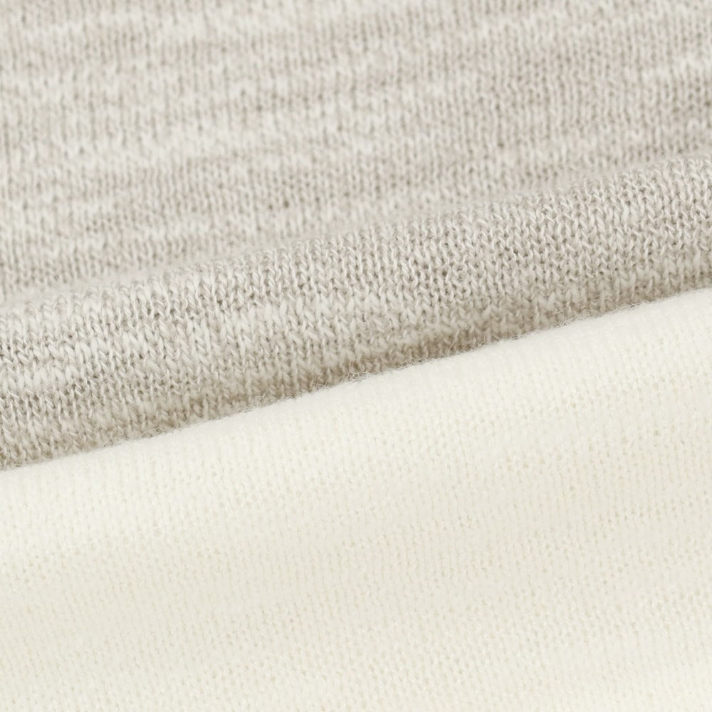 【中古】メッサジェリエ MESSAGERIE コットン クルーネック プルオーバーニット グレージュxホワイト【サイズS】【 状態ランクA 】【 メンズ 】