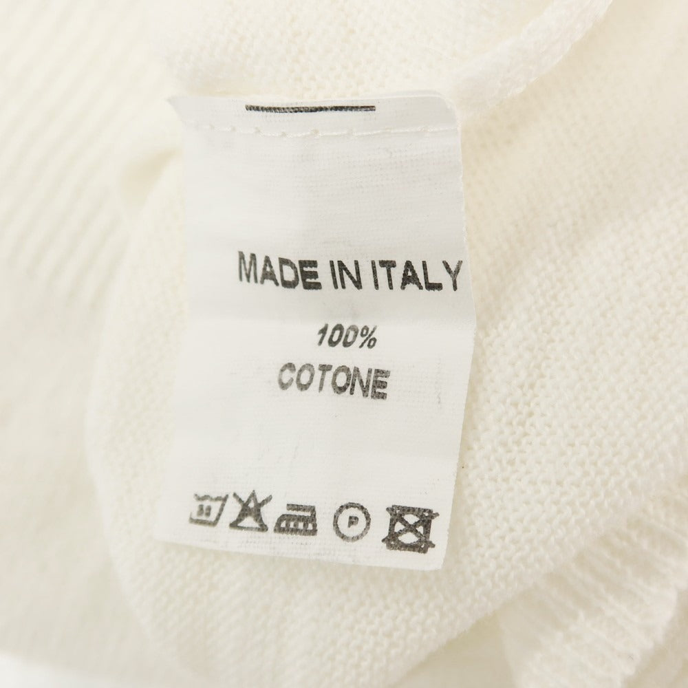 【中古】メッサジェリエ MESSAGERIE コットン クルーネック プルオーバーニット グレージュxホワイト【サイズS】【 状態ランクA 】【 メンズ 】